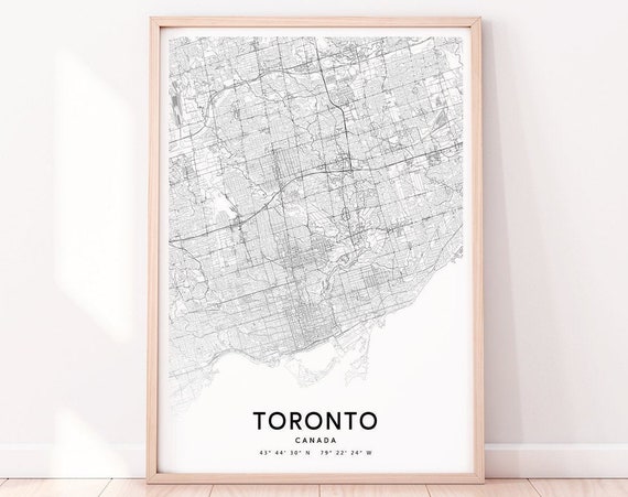 Toronto Map Print, Black And White City Map Poster