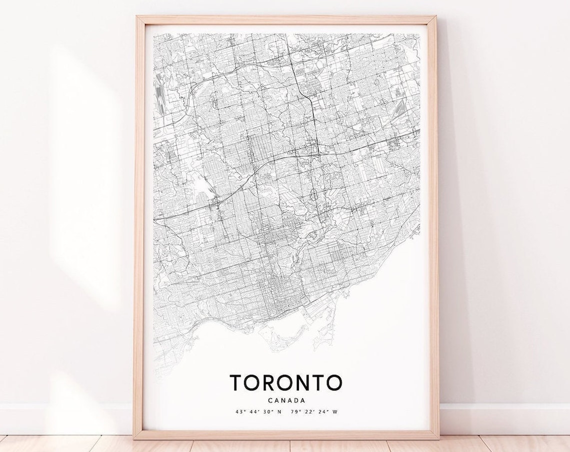 Toronto Map Print, Black And White City Map Poster