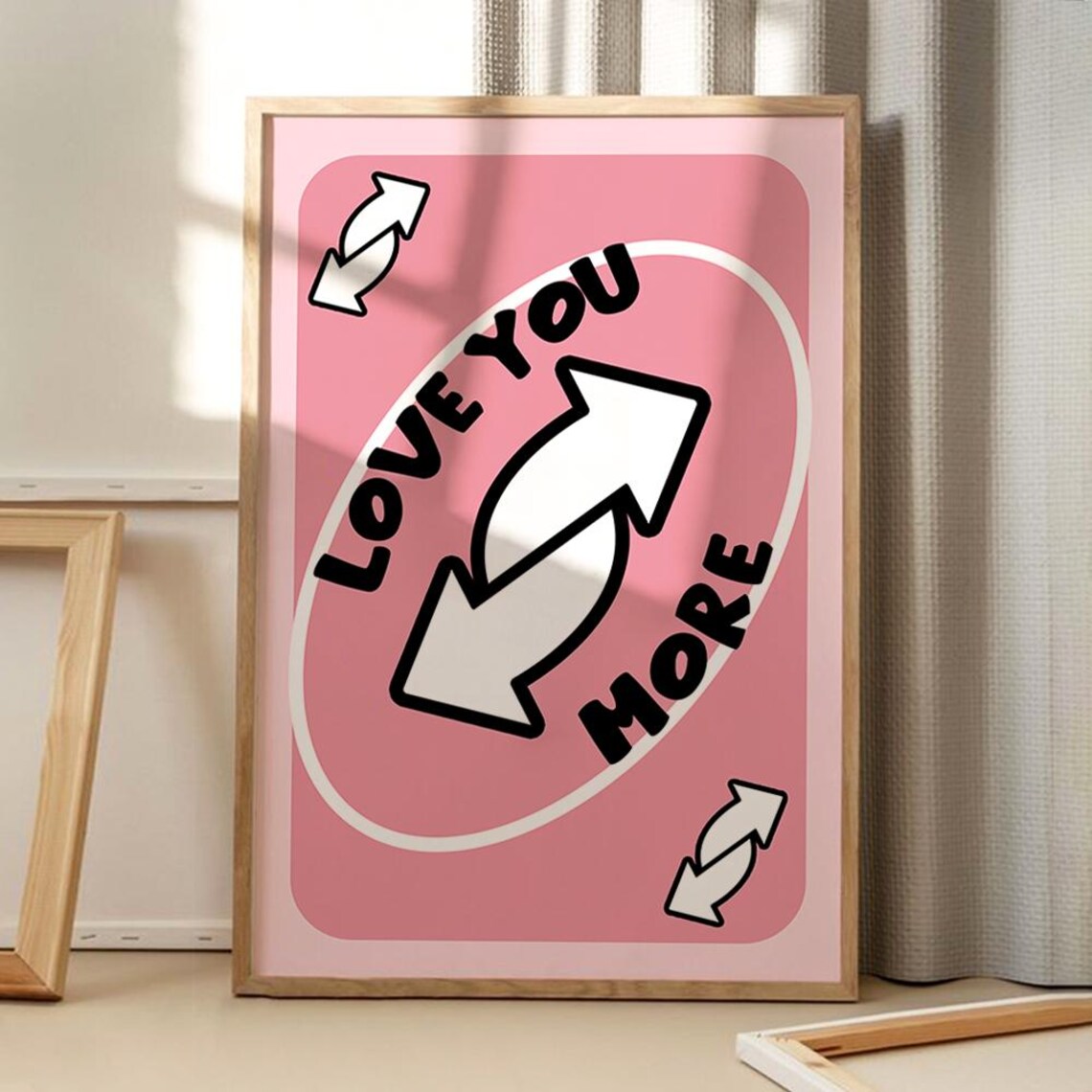 Love You More Playing Card Art Poster, Retro Print