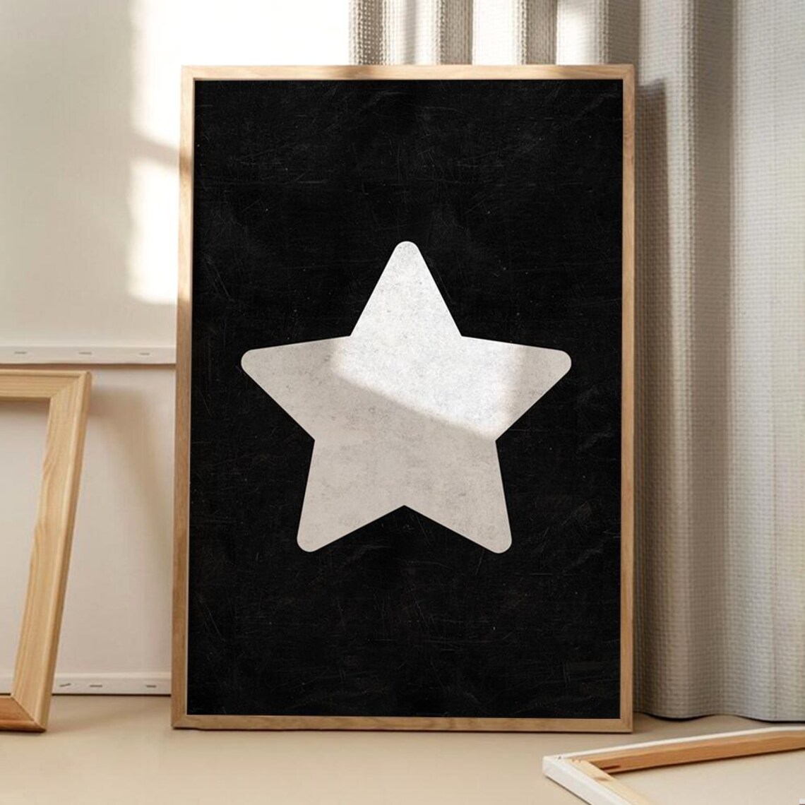 Retro Star Art Poster, Trendy Home Decor Print