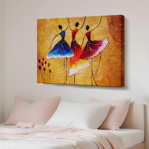 Flamenco Dancers Spanish Oil Painting Golden Abstract Wall Poster