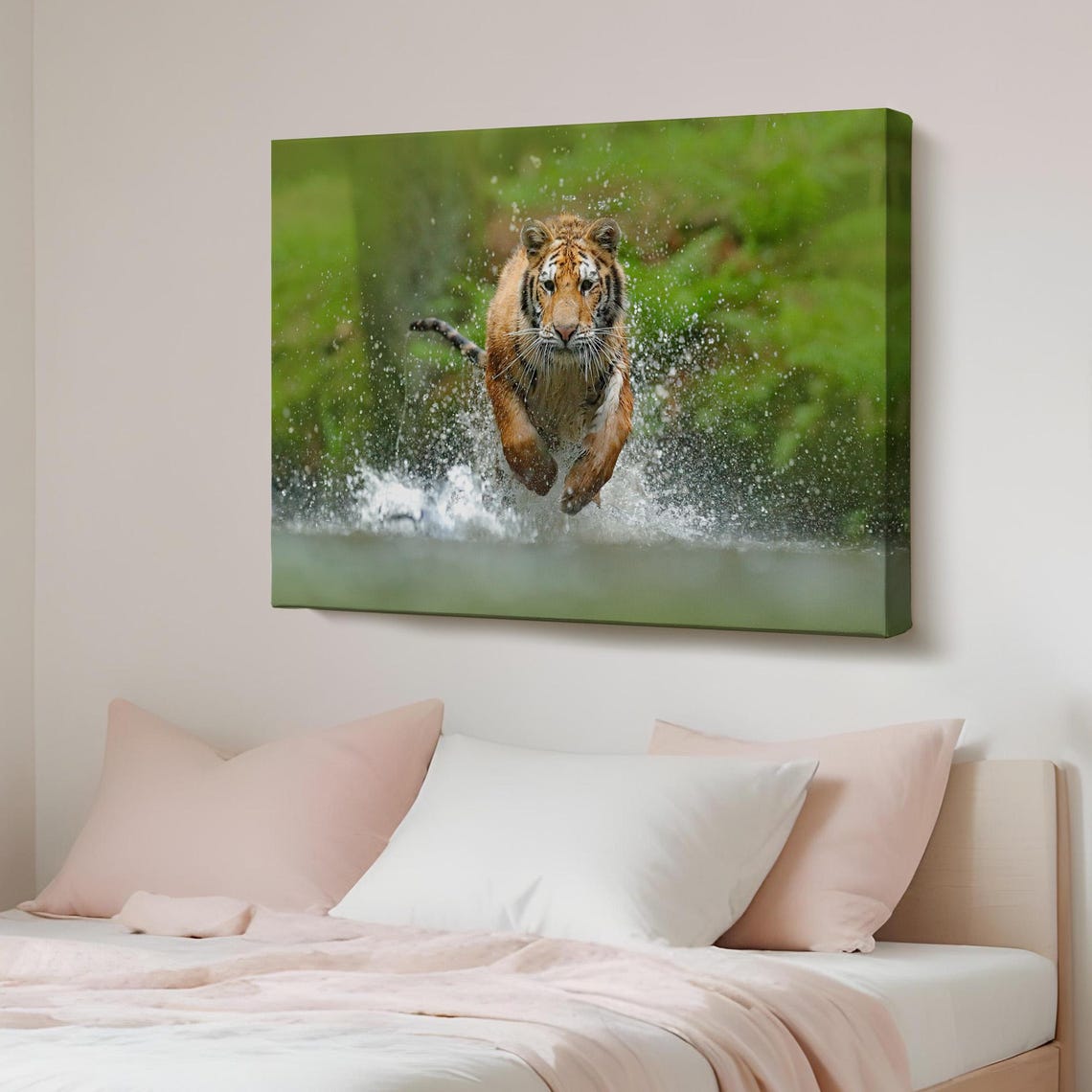 Running Tiger Decorative Canvas Painting Large Wall Art Animal Modern Decor