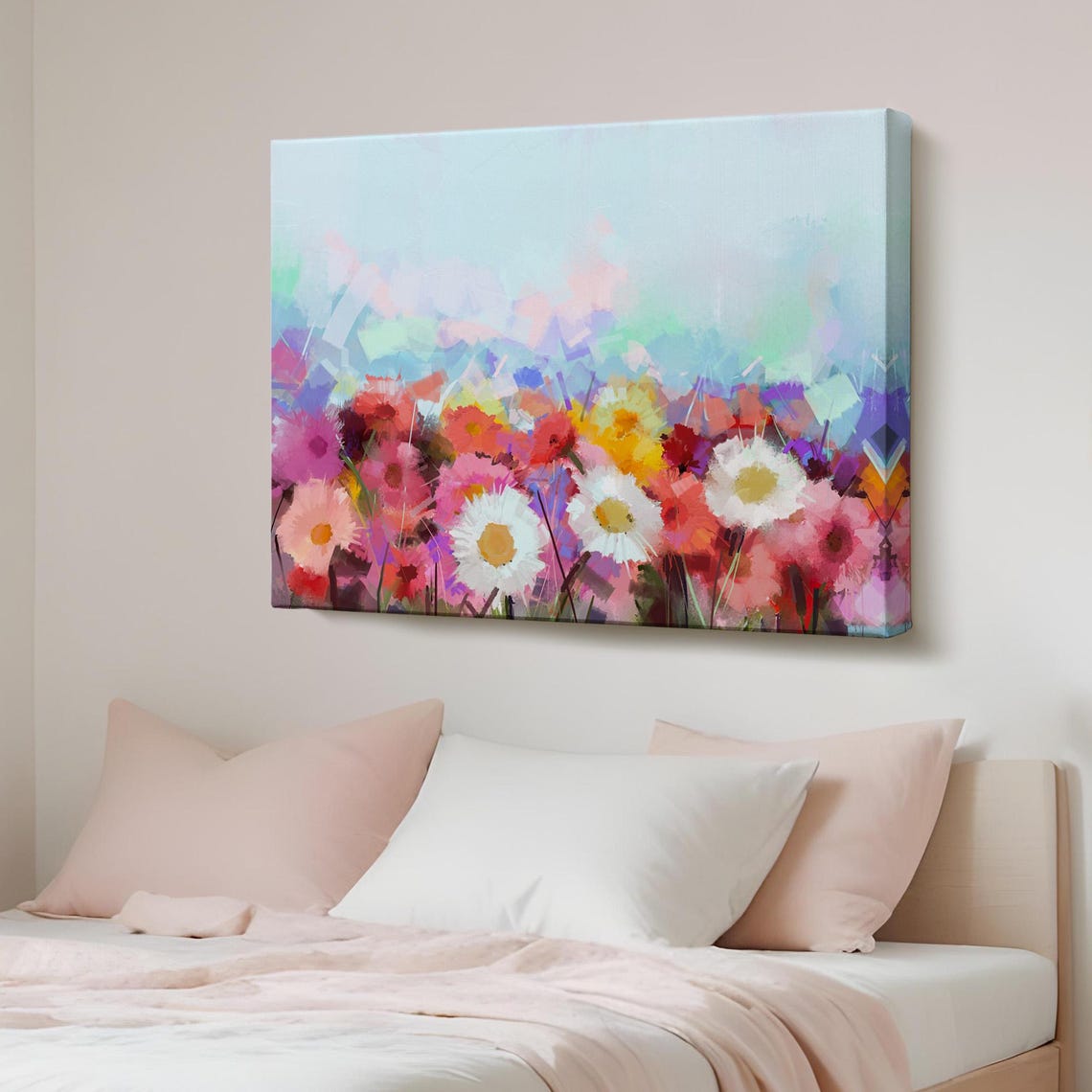 Cheerful Abstract Wildflower Meadow Daisies Modern Art Poster