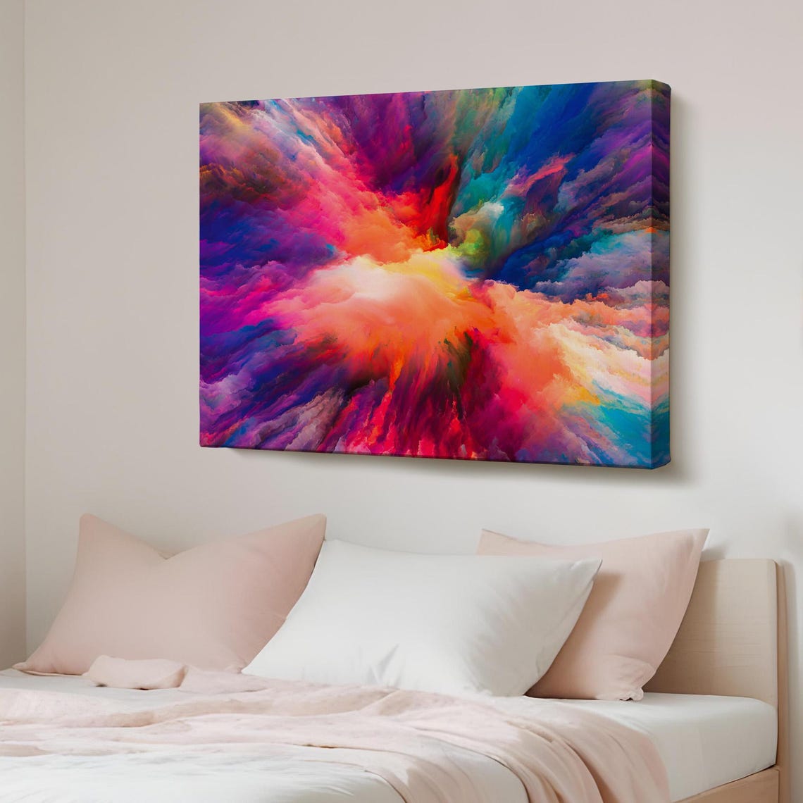 Vivid Color Explosion Pink Purple Orange Cloud Abstract Art Poster