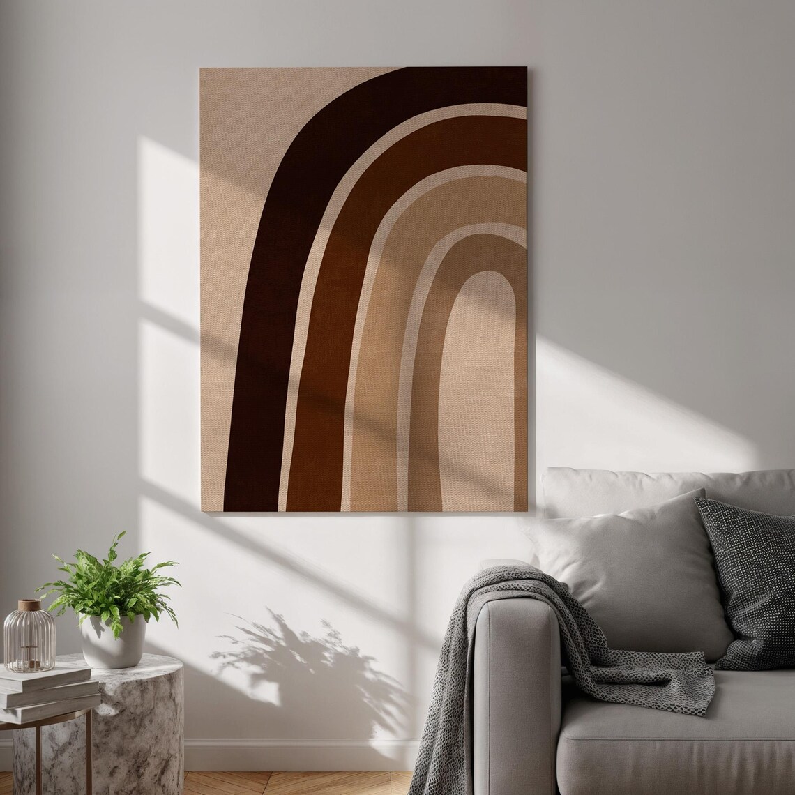 Brown Rainbow Arch Mid Century Modern Minimal Nursery Warm Decor Poster