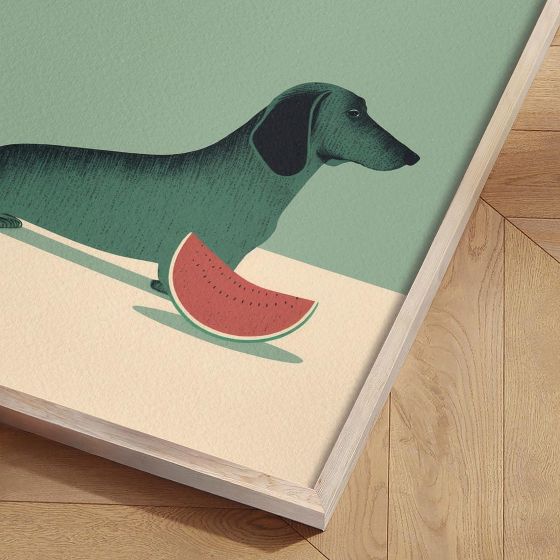 Minimalist Dachshund With Watermelon Slice Funny Summer Poster - Image 2