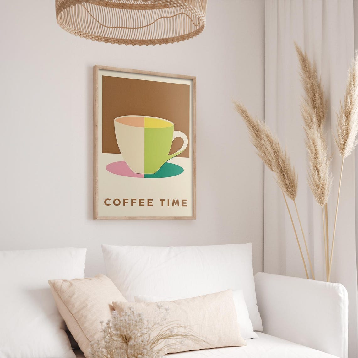 Coffee Time Split Tone Cup Mid Century Modern Kitchen Poster - Image 3