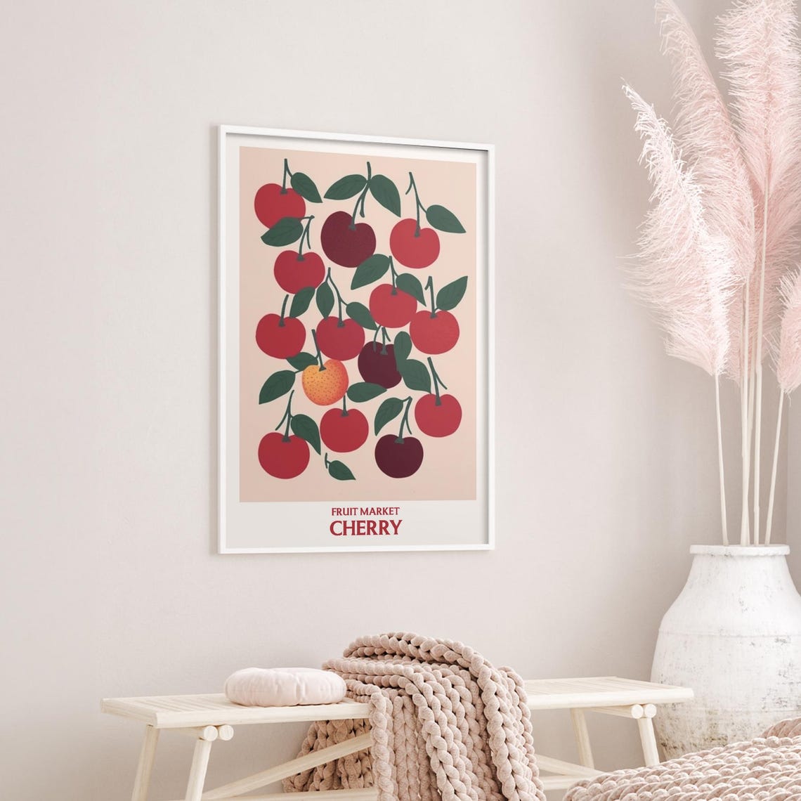 Cherry Fruit Market Kitchen Vintage Food Illustration Poster - Image 2