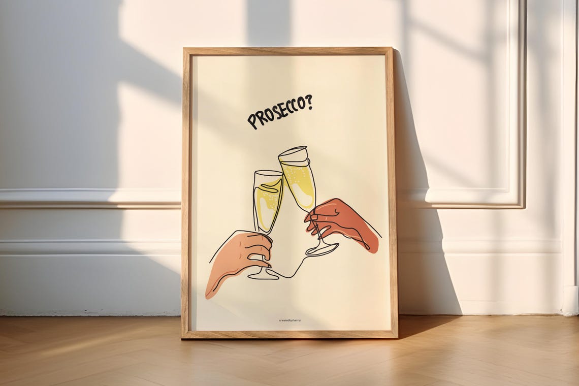 Prosecco Hand-Illustrated Art Print