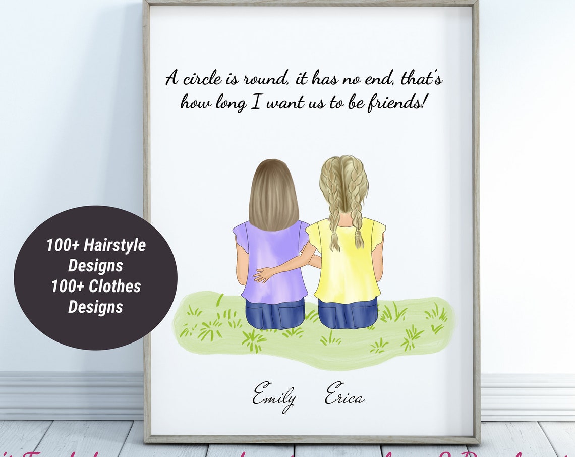 Personalised Friendship Gift Childhood Friendship Print Little Girls Kids Best Friends Kids Birthday Gift Best Friend Gift