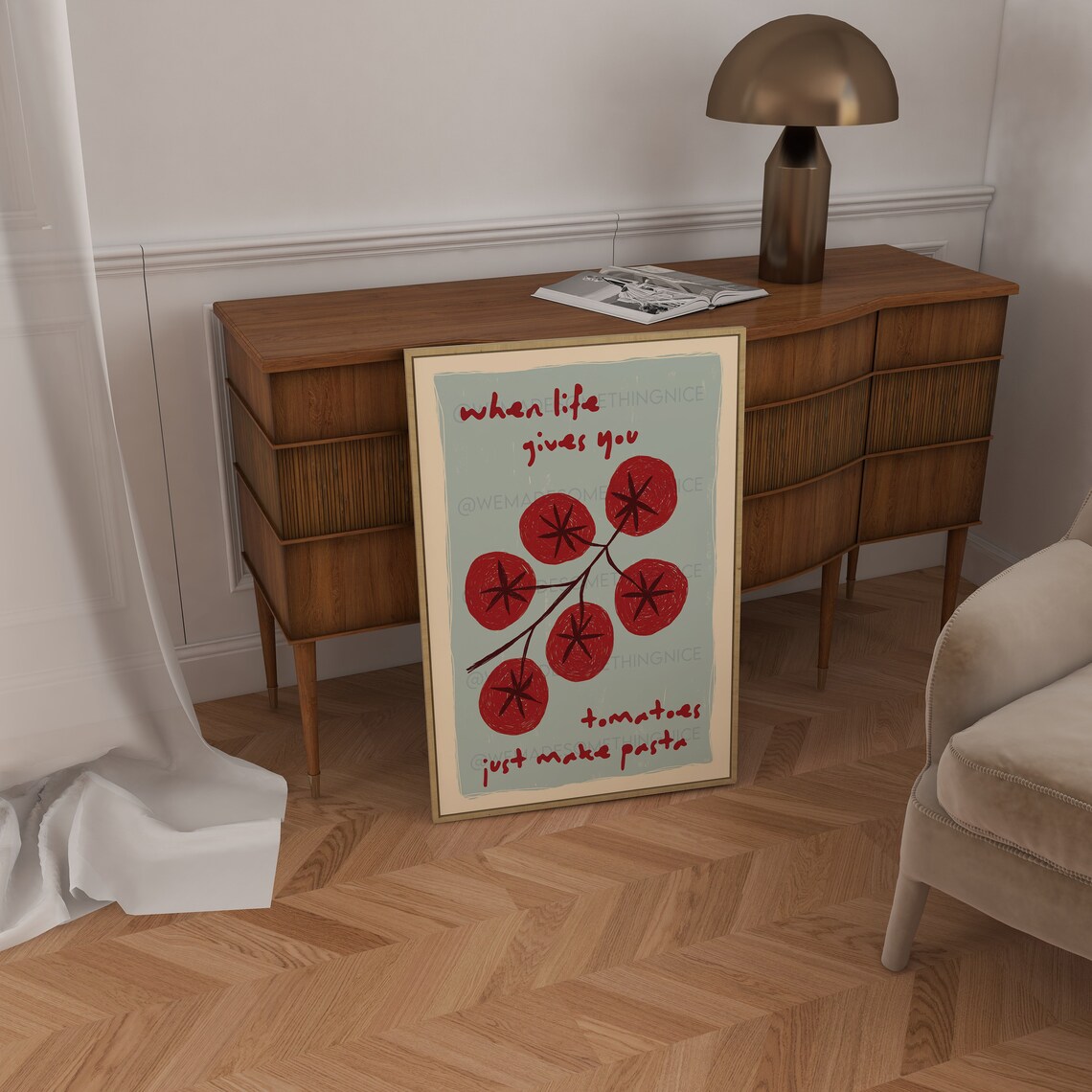 Tomato Pasta Retro Wall Art, Maximalist Print - Image 3