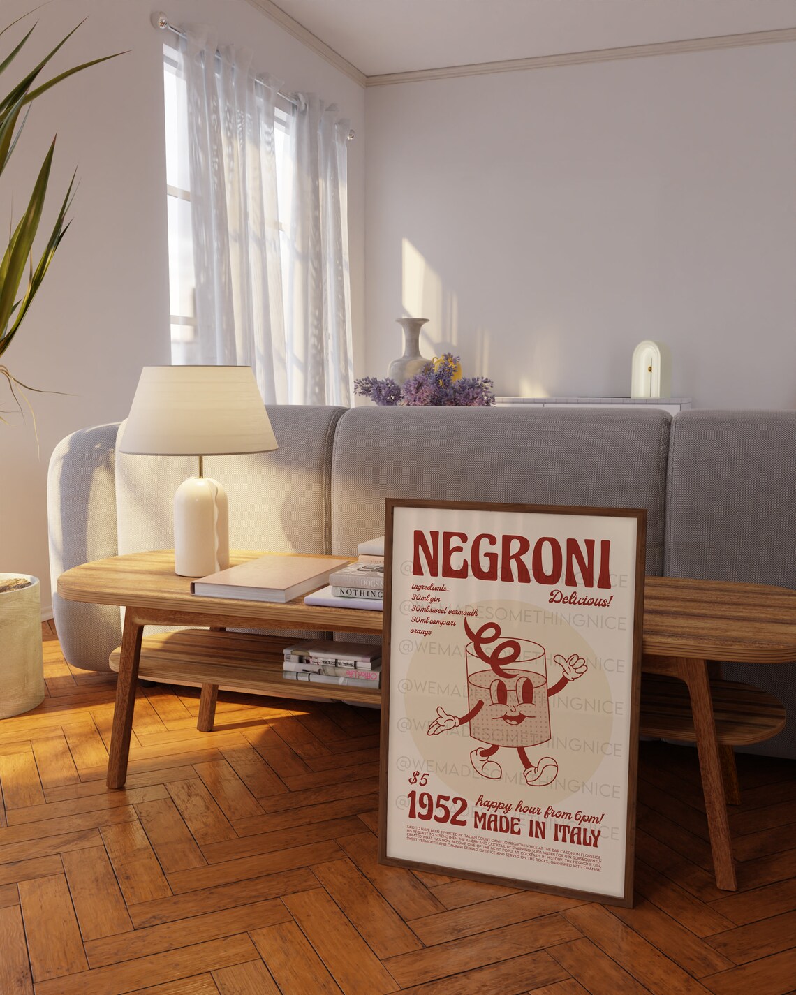 Negroni Poster, Mid Century Modern Cocktail Art - Image 2