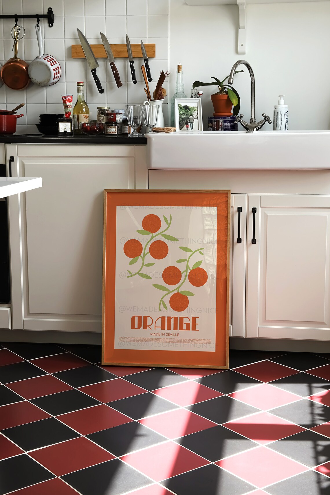 Orange Made In Seville Sunny Citrus Branch Minimalist Style Poster - Image 3