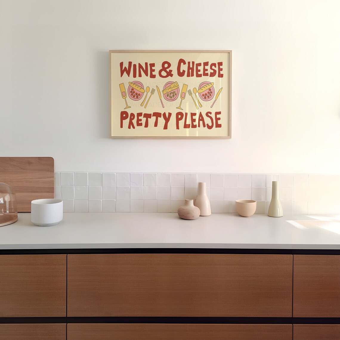 Wine And Cheese Minimalist Kitchen Art Print - Image 3