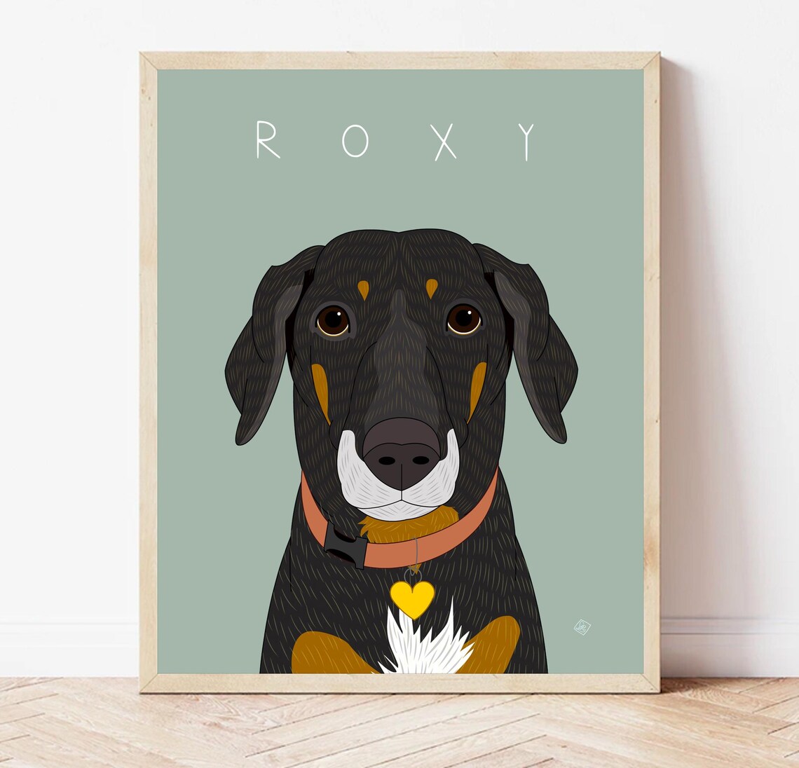 Rosie Chocolate Brown Dog Named Portrait Custom Dog Art Poster - Image 5