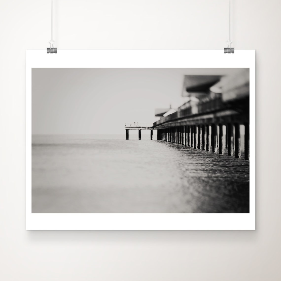 Southwold Pier Black And White Ocean Photography Coastal Poster