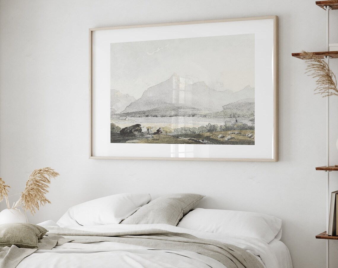 Vintage Mountain Art Print, Neutral Minimalist Landscape - Image 4