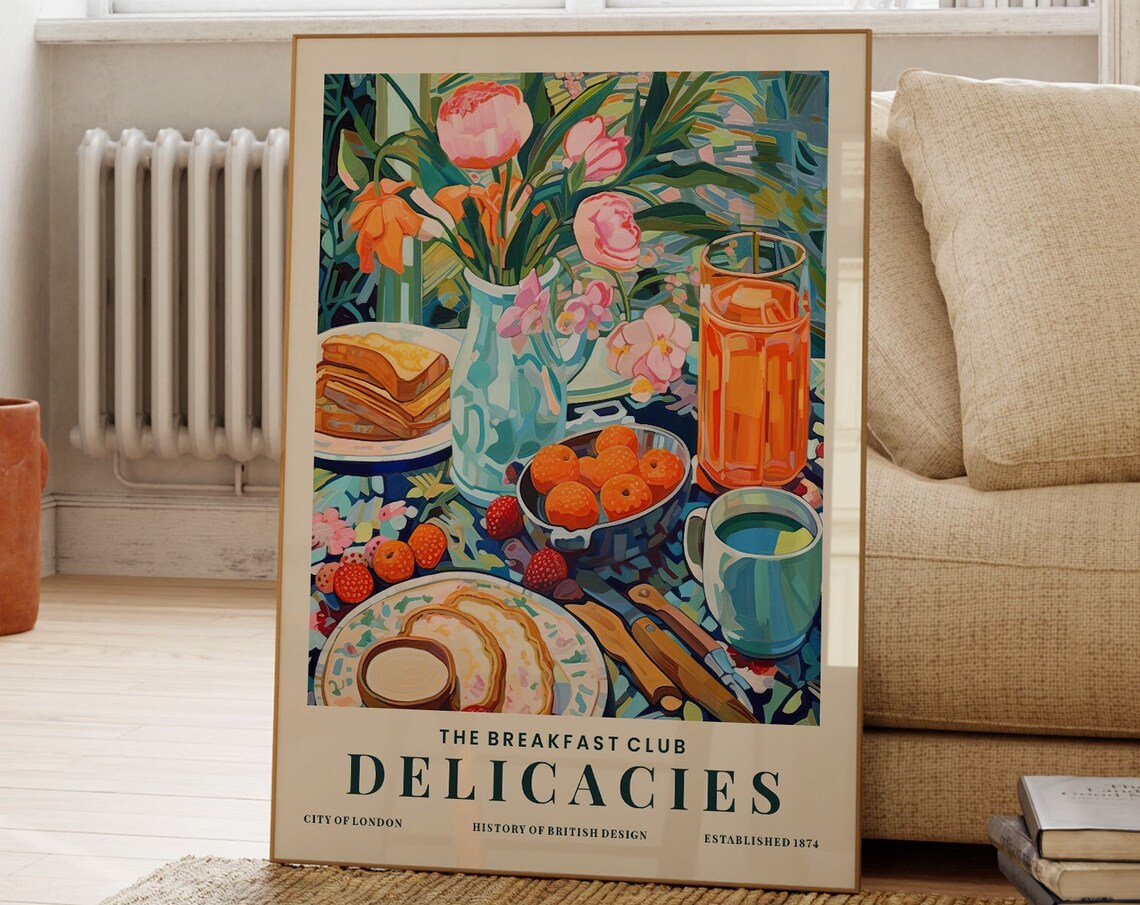 The Breakfast Club Delicacies Vintage Breakfast Illustration Poster