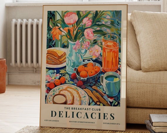 Colourful Breakfast Print Food Art Kitchen Wall Prints Flowers Dinner Table Still Life Gallery Coffee And Toast