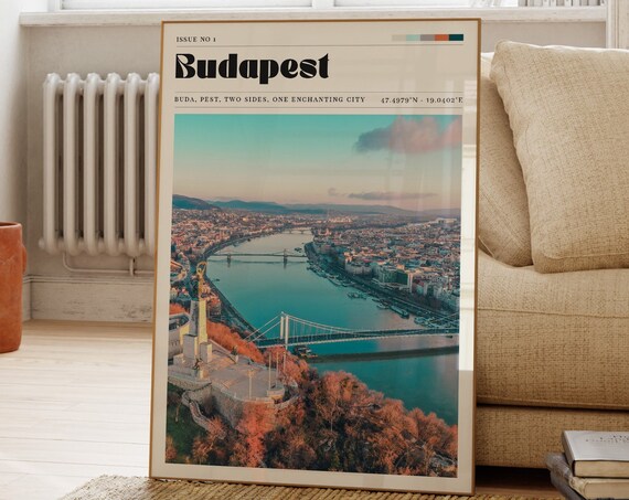 Budapest Hungary Danube River Bridges Citadel Cityscape Photo Travel Poster
