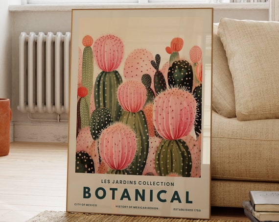 Cactus Print Mexican Botanical Illustration Modern Wall Art