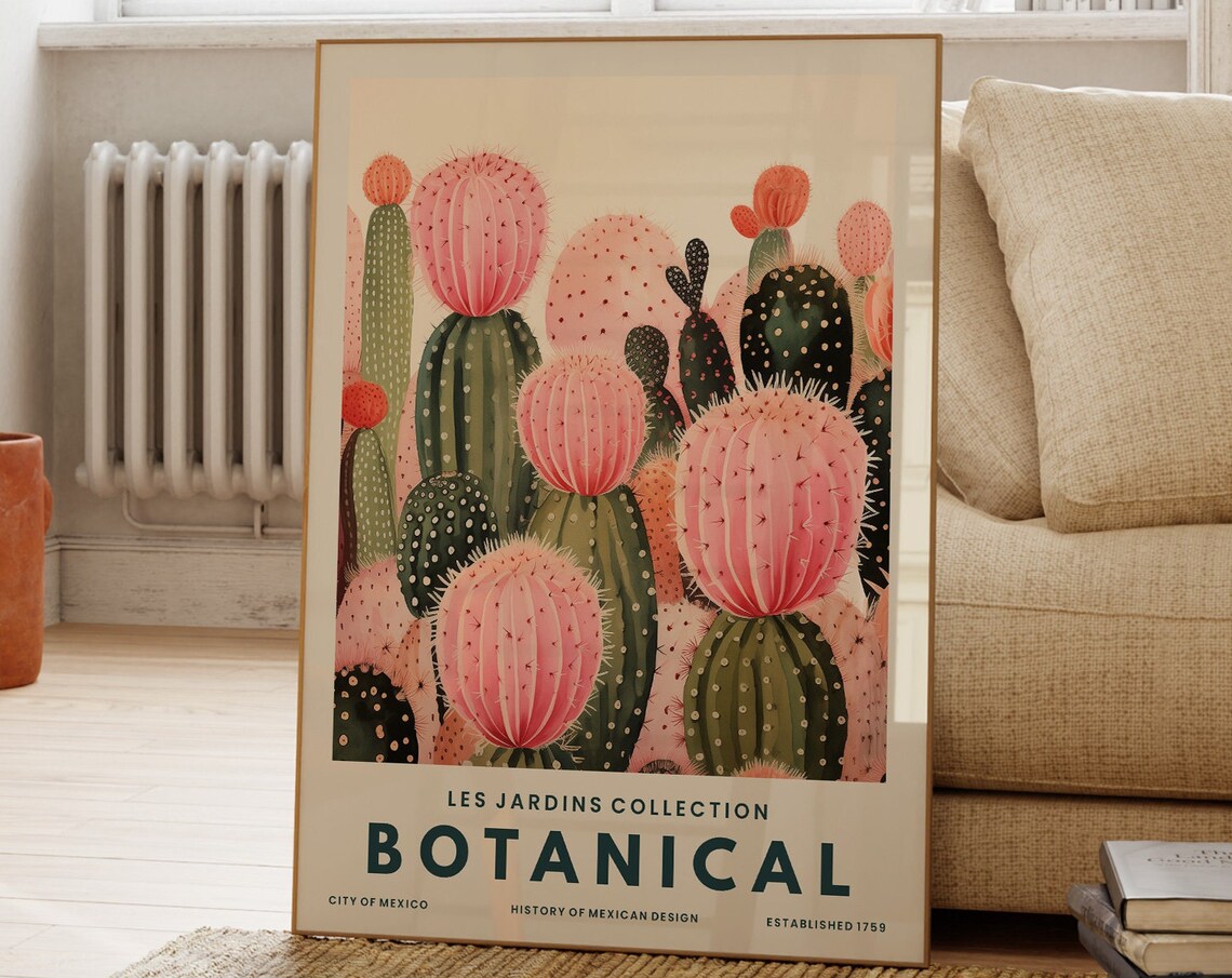 Cactus Print Mexican Botanical Illustration Modern Wall Art