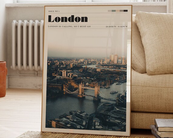 London Tower Bridge Thames Dusk Magazine Style England Travel Poster