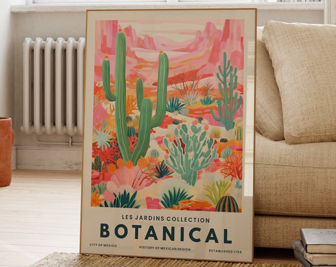 Colourful Cactus Print Plant Wall Art Desert Mountain Botanical Poster Kids Decor Kitchen Modern Fun Gift For Her
