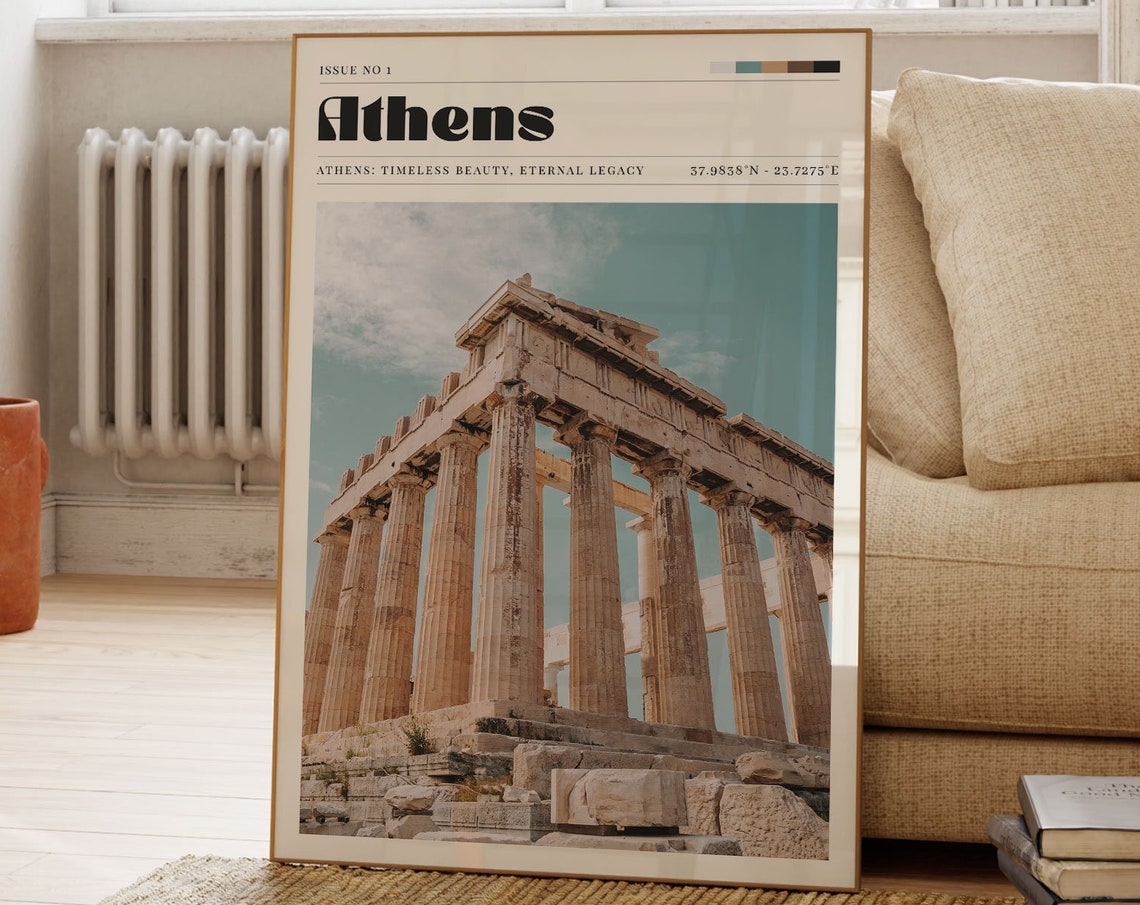 Athens Greece Parthenon Ancient Columns Historic Photo Travel Poster