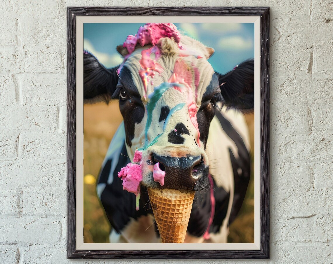 Cow Print Animal Poster, Cute Dairy Humor