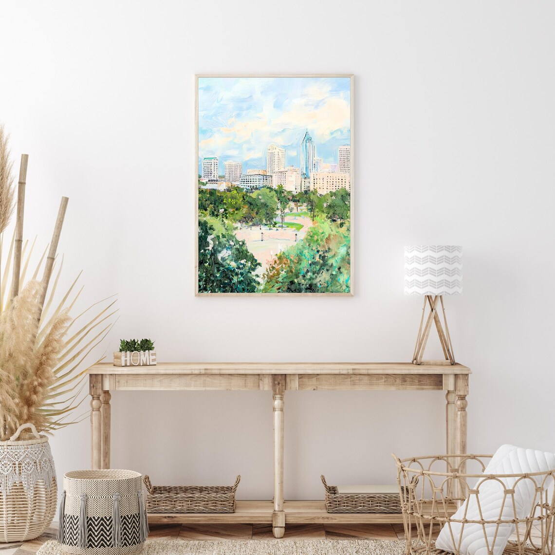 Raleigh North Carolina Park Skyline City View Oil Painting Poster - Image 3