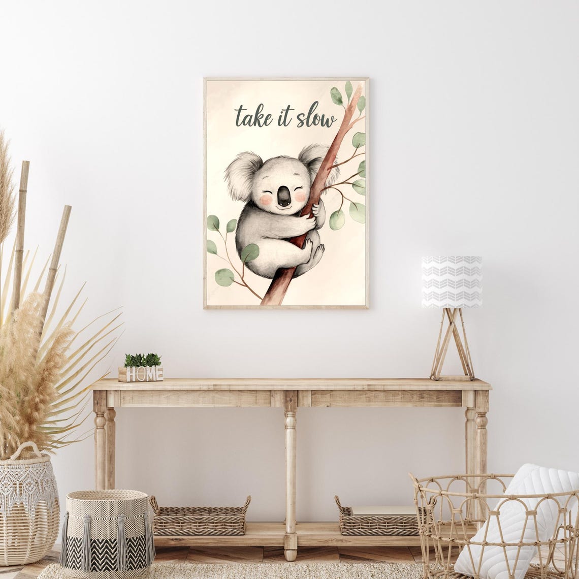 Take It Slow Koala Wall Art Cute Inspirational Animal Nursery Room Decor - Image 3