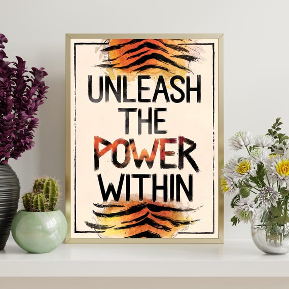 Unleash The Power Within Inspirational Wall Art Motivational Bold Typography Poster For Home Decor