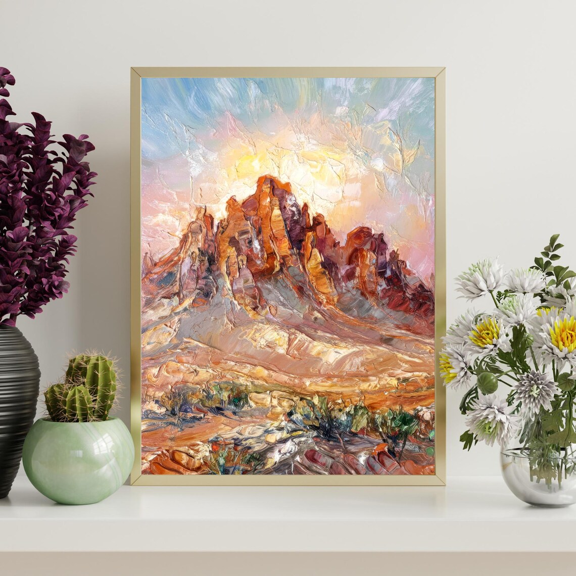 Mount Sinai Oil Painting Desert Landscape Art Print - Image 4
