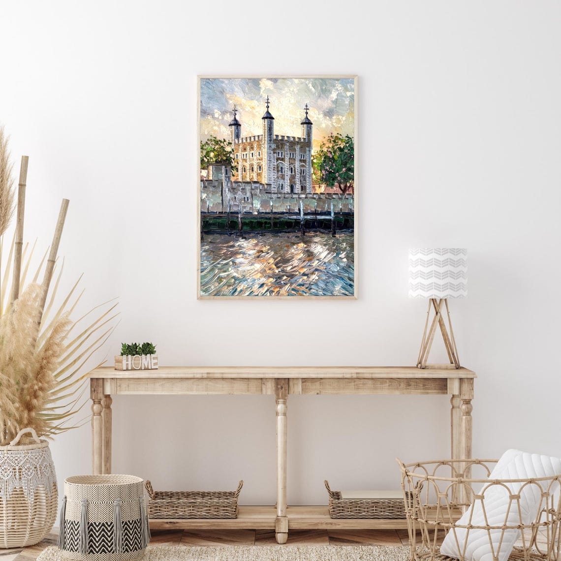 Tower of London Historic Castle Thames River Impasto Oil Poster - Image 3