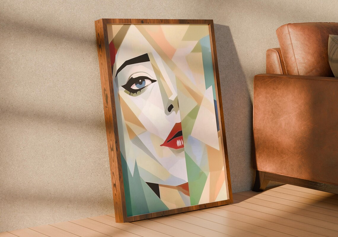 Abstract Geometric Woman Portrait, Modern Decor - Image 2