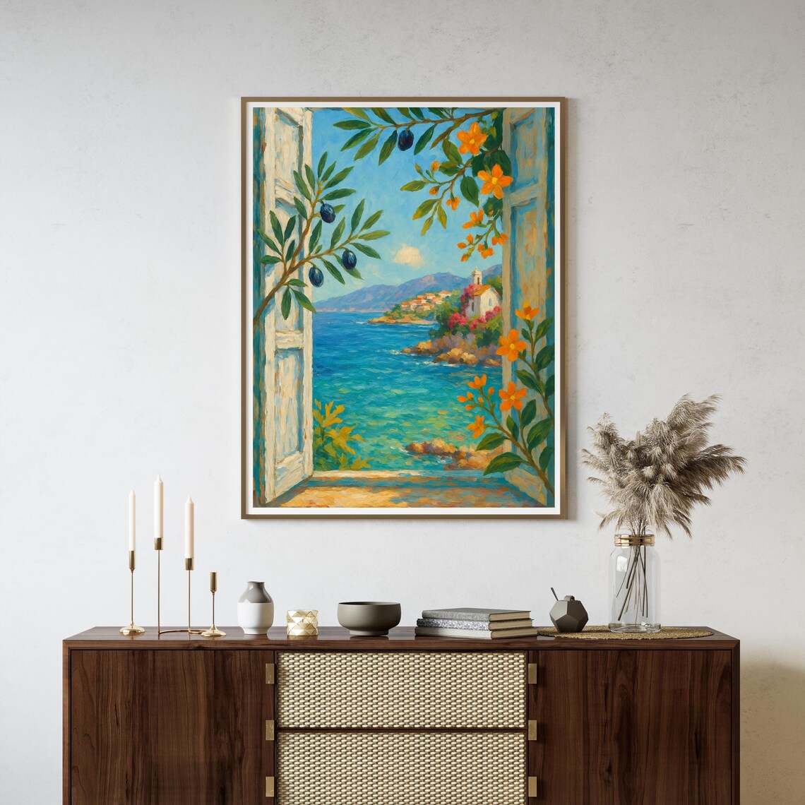 Mediterranean Window View, Coastal Olive Tree - Image 4