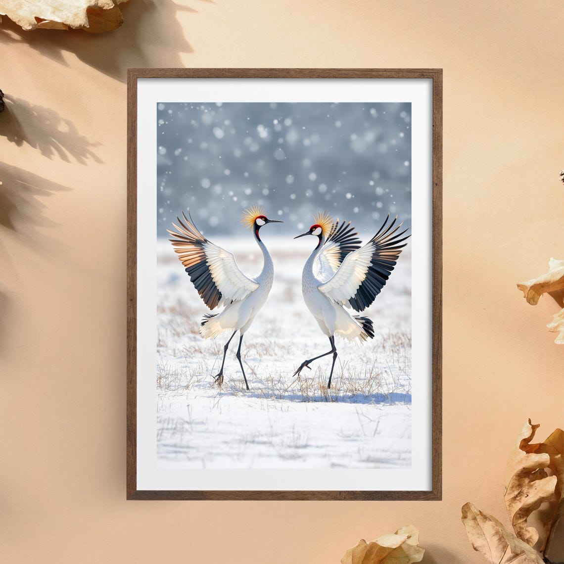 Dancing Cranes In Snow, Japanese Minimalist Zen Art - Image 4
