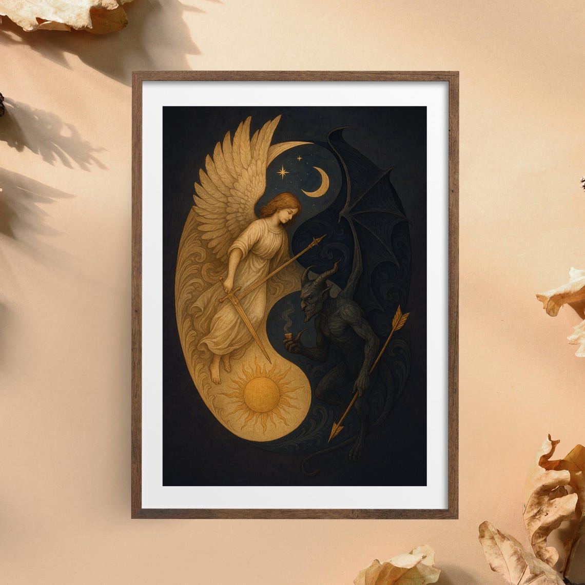 Angel And Demon Yin Yang, Mystical Balance Art Print - Image 3