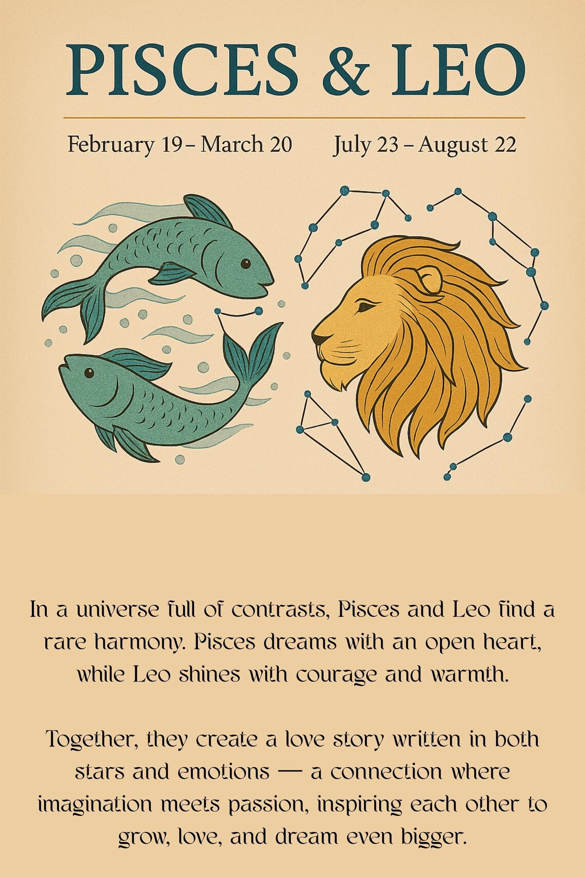 Pisces And Leo Zodiac Compatibility Poster - Image 5