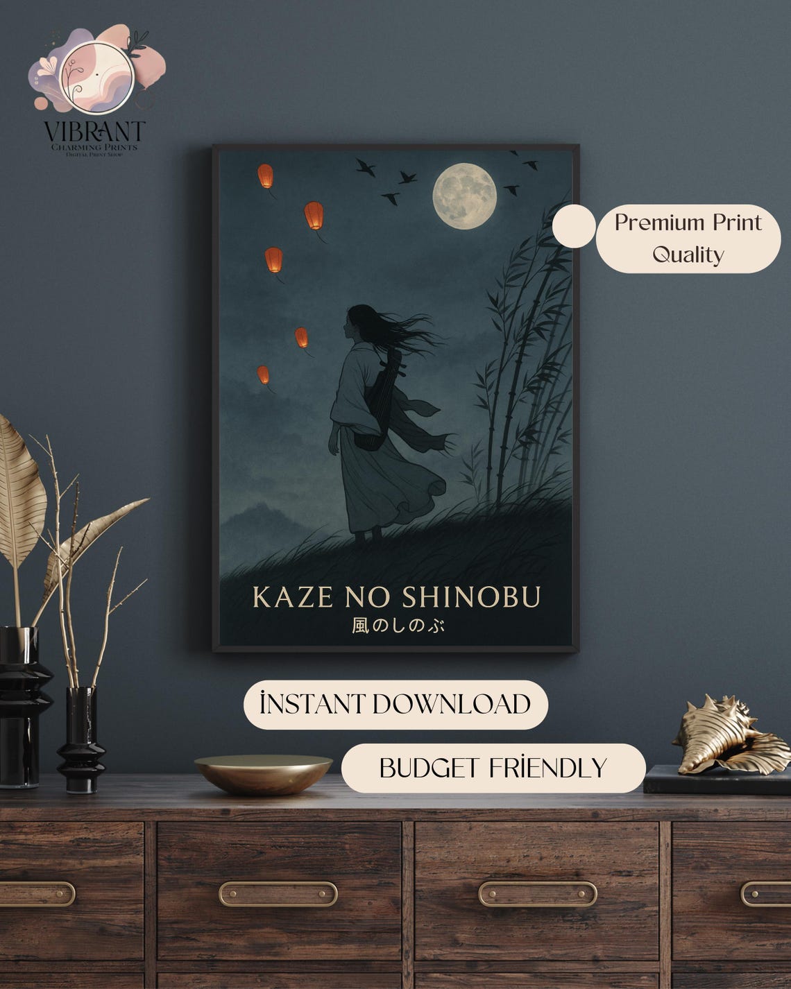 Kaze No Shinobu Japandi Wall Art, Wind Journey - Image 5