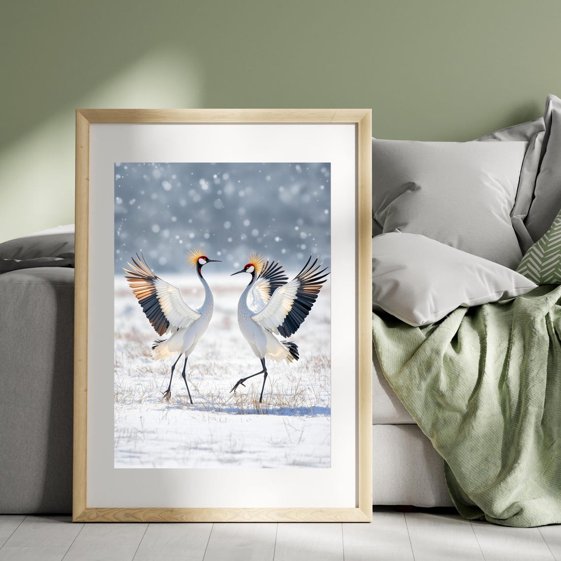 Dancing Cranes In Snow, Japanese Minimalist Zen Art - Image 5