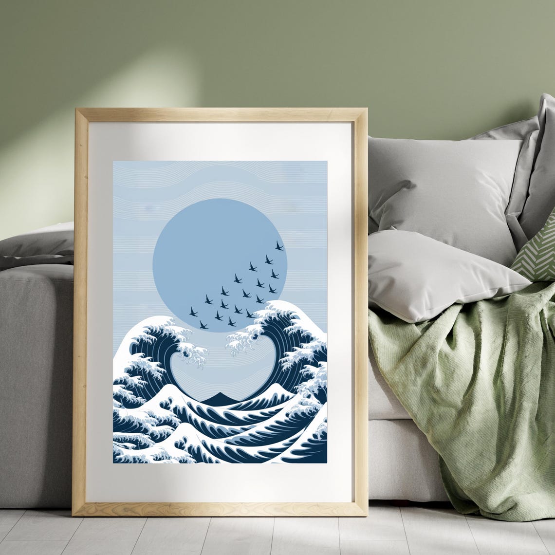 Japanese Wave and Birds, Minimalist Zen Poster - Image 5