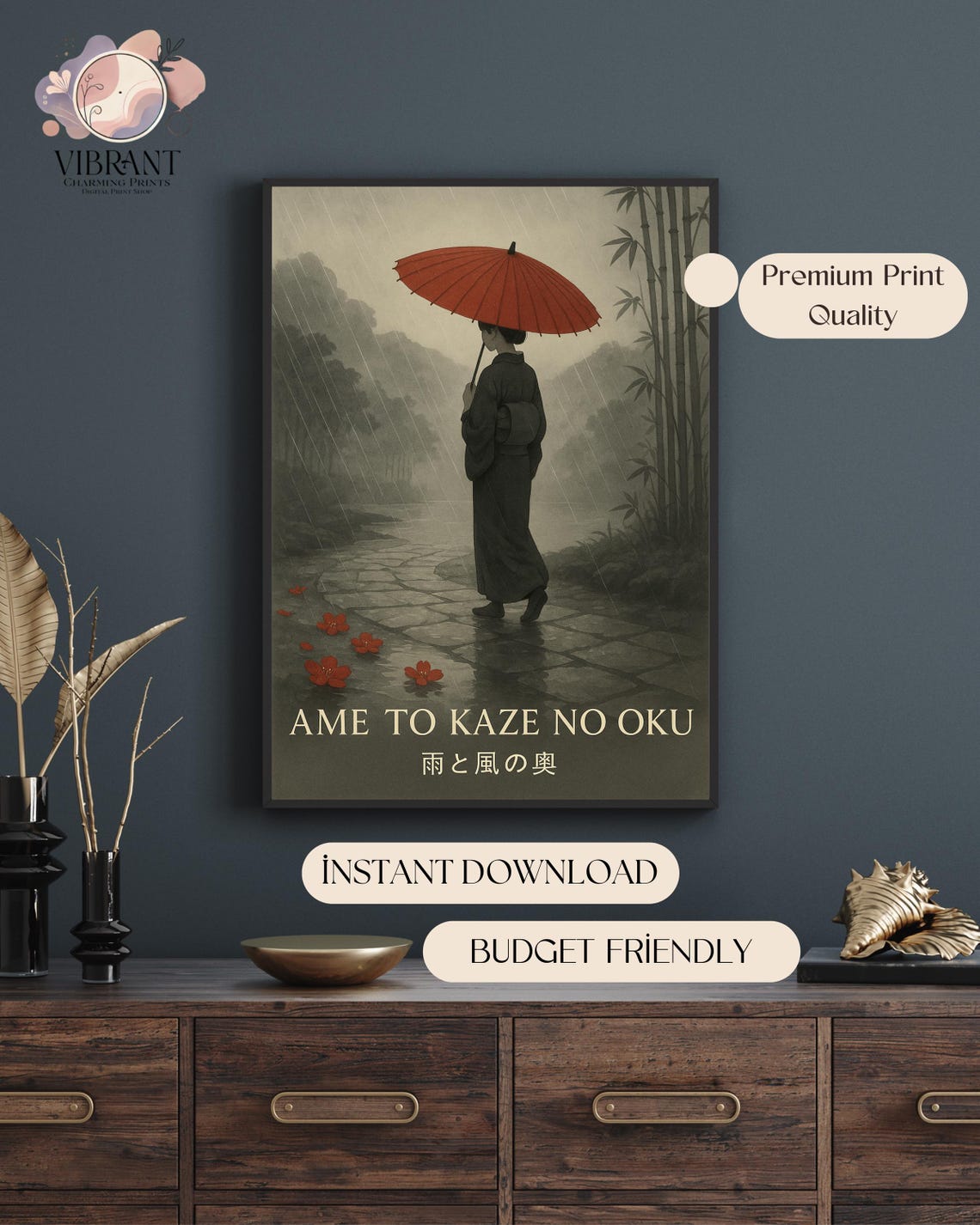 Ame To Kaze No Oku Japandi Art Print, Wabi Sabi - Image 4