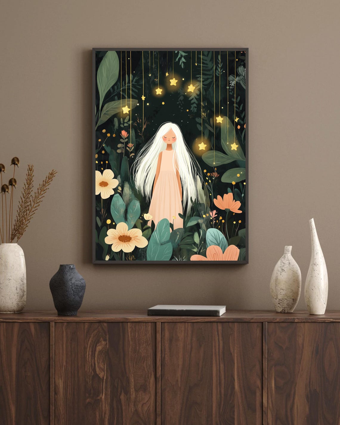 Magical Girl In Dreamy Garden, Nursery Decor