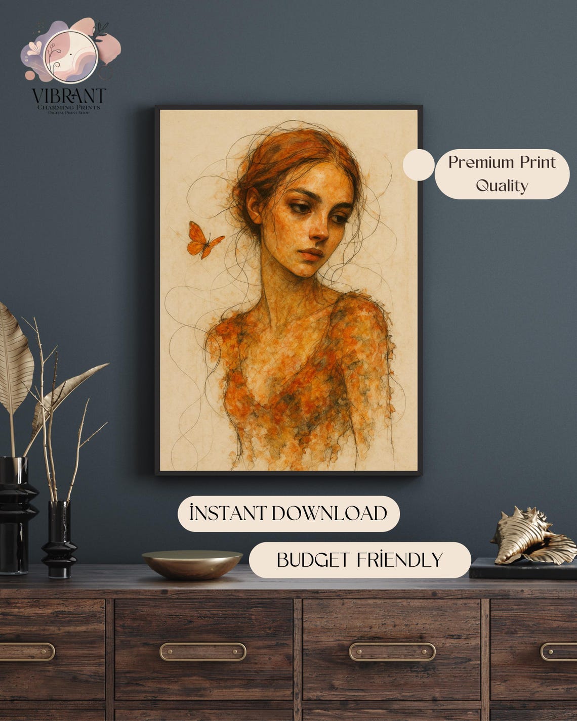 Autumn Inspired Woman Portrait, Vintage Renaissance - Image 5