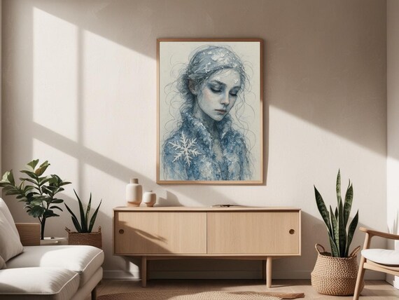 Winter Woman Portrait, Renaissance Style Artwork