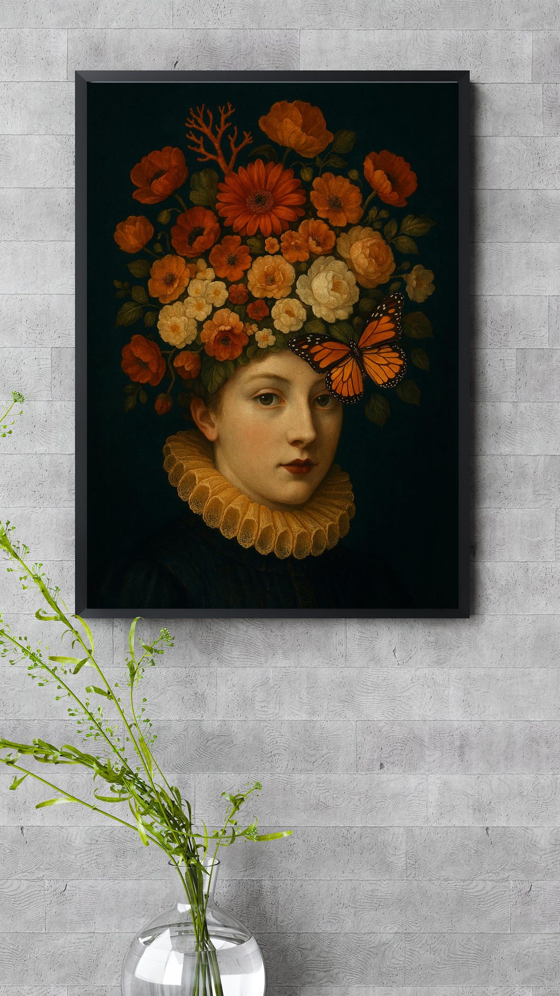 Surreal Floral Portrait, Renaissance Woman With Flowers - Image 2