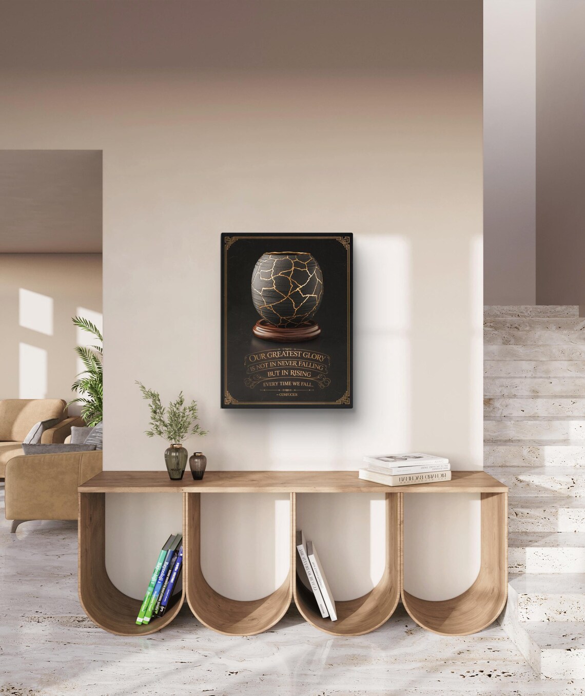 Kintsugi Confucius Quote Art Print, Zen Decor - Image 4