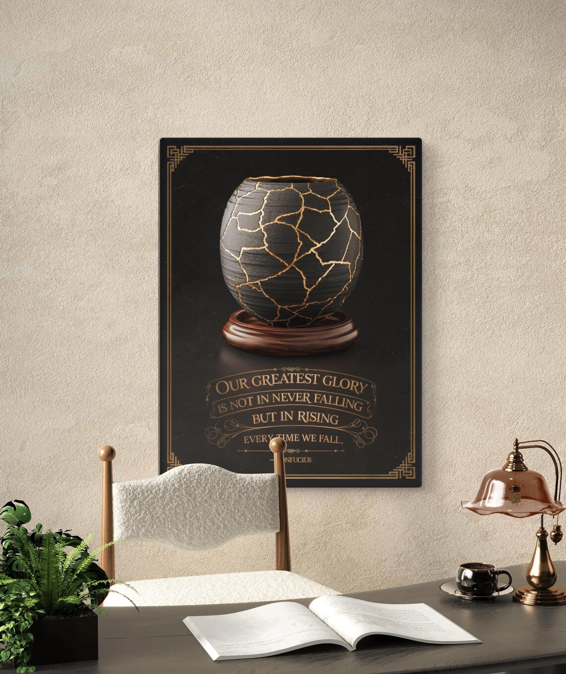 Kintsugi Confucius Quote Art Print, Zen Decor - Image 2